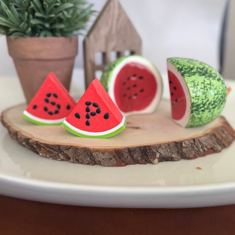 Watermelon Salt and Pepper Shakers Sets Ceramic and Avon Plastic Summer Decor